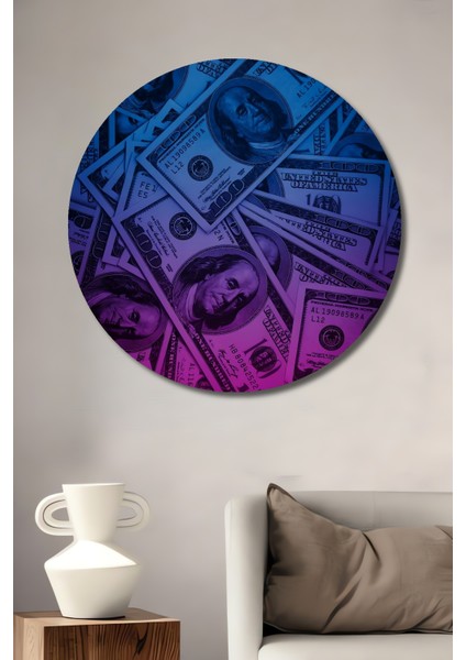 Renkli Dolar Desenli Ahşap Mdf Dekoratif Ev/işyeri Duvar Tablo Yuvarlak Ev/işyeri Duvar Tablo