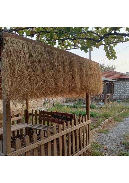 Hasır Püskül Otu (75X200 Cm) Rafya Saçaklı Dekorasyon Bohem Rustik - Şeritli Duvar Kaplama