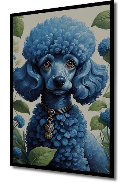 Çerçeve Görünümlü Mavi Poodle Çiçekli Dekoratif Ahşap Mdf Ev Duvar Tablo Dikdörtgen Ev Duvar Tablo fiyatları