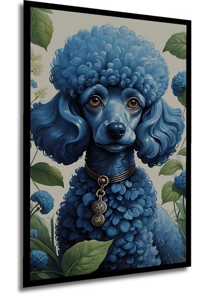 Çerçeve Görünümlü Mavi Poodle Çiçekli Dekoratif Ahşap Mdf Ev Duvar Tablo Dikdörtgen Ev Duvar Tablo modelleri
