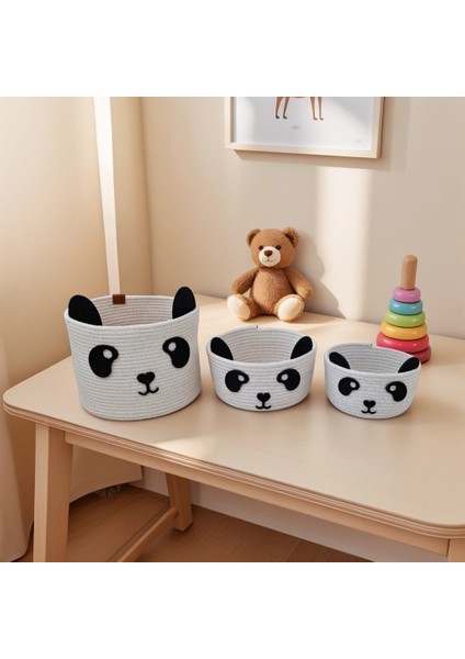 3'lü Panda Sepet Seti - Oyuncak & Düzenleme Sepeti - Organizer - Bebek Hediyesi