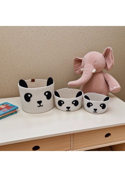 3'lü Panda Sepet Seti - Oyuncak & Düzenleme Sepeti - Organizer - Bebek Hediyesi fiyatları