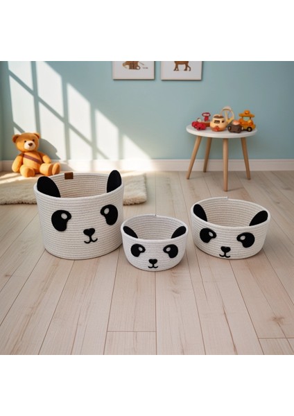 3'lü Panda Sepet Seti - Oyuncak & Düzenleme Sepeti - Organizer - Bebek Hediyesi modelleri