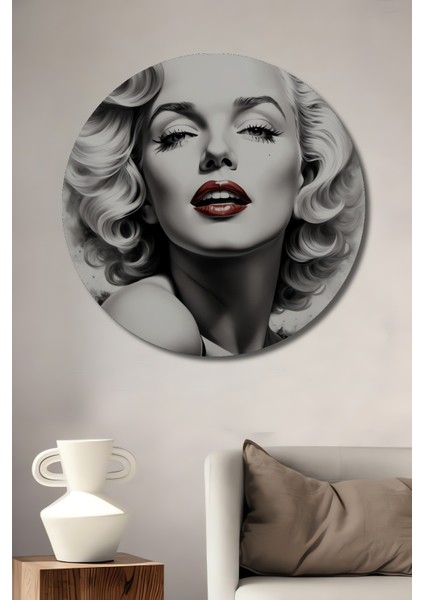 Marilyn Monroe Portresi Dekoratif Ahşap Mdf Ev/işyeri Duvar Tablo Yuvarlak Ev/işyeri Duvar Tablo