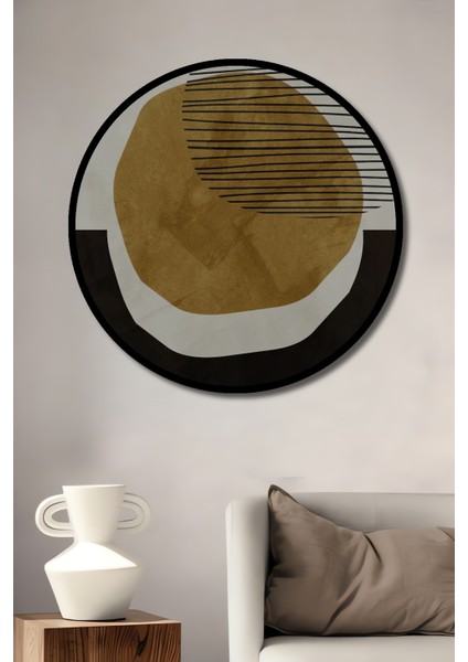 Çerçeve Görünümlü Soyut Sanat Dekoratif Ahşap Mdf Işyeri Duvar Tablo Yuvarlak Işyeri Duvar Tablo