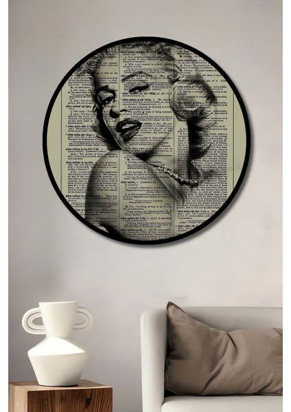 Çerçeve Görünümlü Marilyn Monroe Ahşap Mdf Dekoratif Ev Duvar Tablo Yuvarlak Ev Duvar Tablo