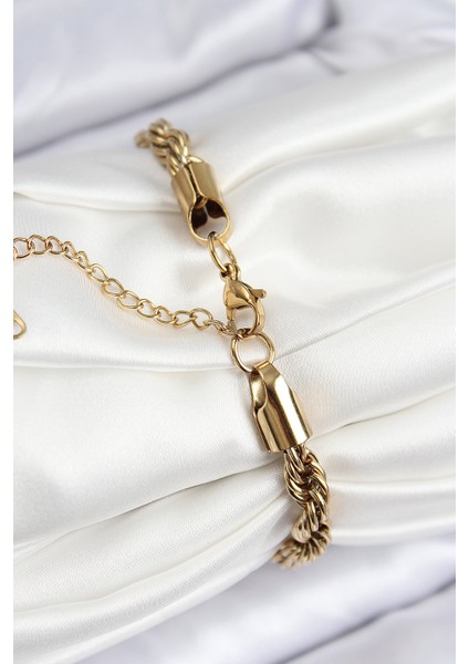 316L Çelik Klasik Burgu Zincir Model Gold Renk Kadın Bileklik fiyatları