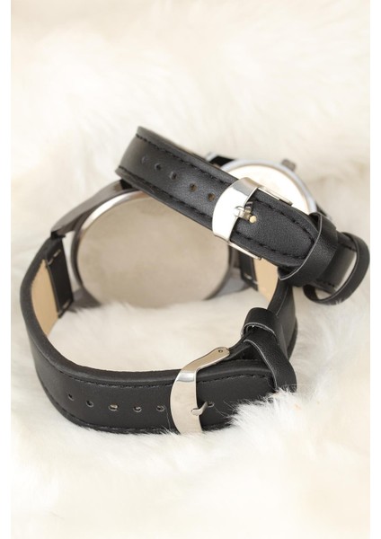 Siyah Renk Deri Kordonlu Istanbul Tasarımlı Sevgili Saatleri fiyatları