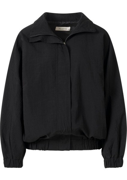 Fermuarlı Oversize Ceket Siyah