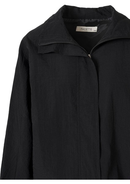 Fermuarlı Oversize Ceket Siyah modelleri