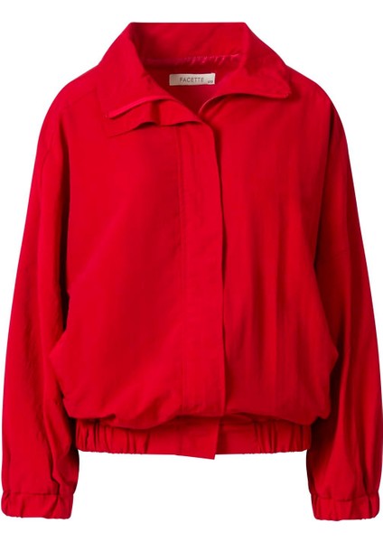 Fermuarlı Oversize Ceket Kırmızı