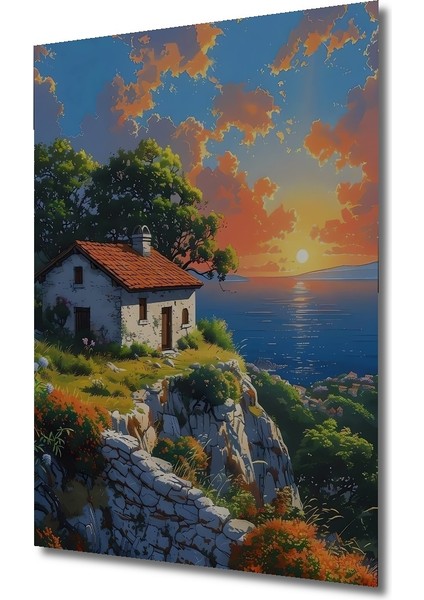 Deniz Kıyısında Gün Batımı Ahşap Mdf Dekoratif Tablo Dikdörtgen Tablo fiyatları