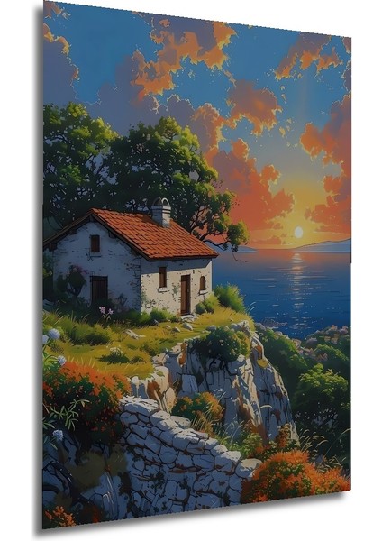 Deniz Kıyısında Gün Batımı Ahşap Mdf Dekoratif Tablo Dikdörtgen Tablo modelleri