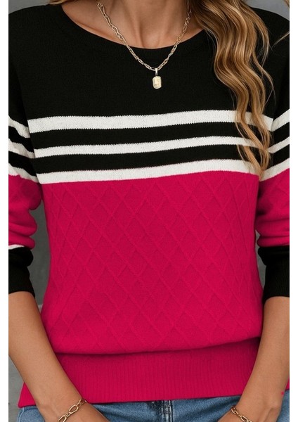 Eyesof Kadın Uzun Kollu Bisiklet Yaka Çok Renkli Triko Bluz fiyatları