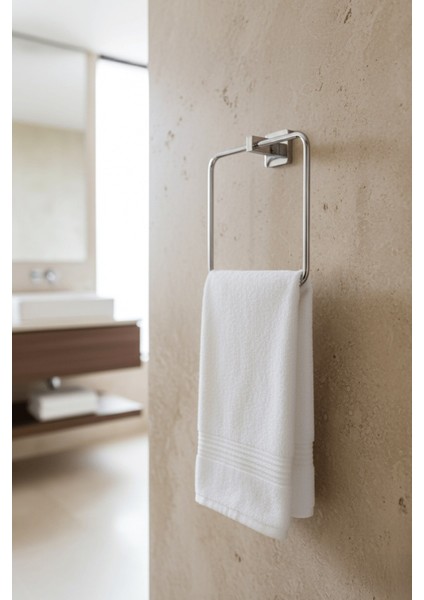 Krom Kare Topuzlu Kare Havluluk – (Yapıştır/vidala) Montajlı, Parlak Kaplama Dayanıklı Metal Askı - (130-K) - Ktk