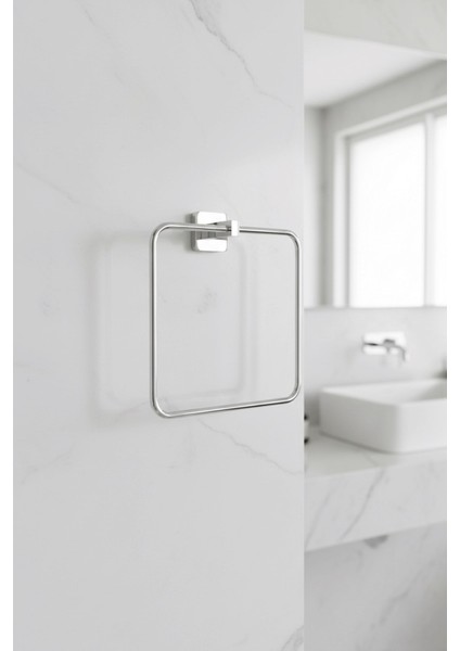 Krom Kare Topuzlu Kare Havluluk – (Yapıştır/vidala) Montajlı, Parlak Kaplama Dayanıklı Metal Askı - (130-K) - Ktk fiyatları