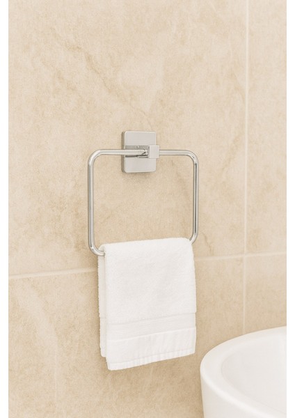 Krom Kare Topuzlu Kare Havluluk – (Yapıştır/vidala) Montajlı, Parlak Kaplama Dayanıklı Metal Askı - (130-K) - Ktk modelleri