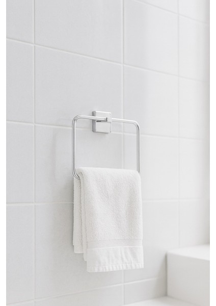 Krom Kare Topuzlu Kare Havluluk – (Yapıştır/vidala) Montajlı, Parlak Kaplama Dayanıklı Metal Askı - (130-K) - Ktk fırsatları