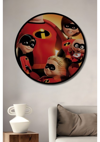 Çerçeve Görünümlü Inanılmaz Aile Dekoratif Ahşap Mdf Ev Duvar Tablo Yuvarlak Ev Duvar Tablo