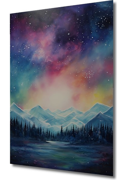 Kuzey Işıkları Dağ Manzarası Ahşap Mdf Dekoratif Tablo Dikdörtgen Tablo fiyatları