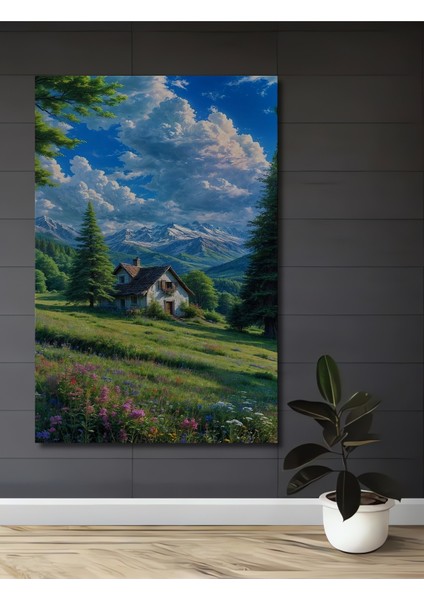 Dağ Evinde Huzurlu Ahşap Mdf Dekoratif Ev/işyeri Duvar Tablo Dikdörtgen Ev/işyeri Duvar Tablo