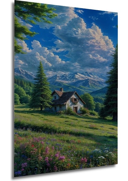 Dağ Evinde Huzurlu Ahşap Mdf Dekoratif Ev/işyeri Duvar Tablo Dikdörtgen Ev/işyeri Duvar Tablo modelleri