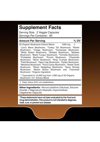 Wellness Labs Reishi Mushroom 10:1 Extract Lions Mane Turkey Tail 120 Caps modelleri