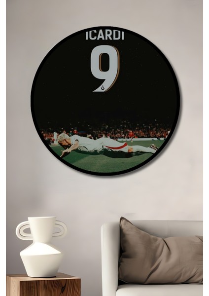 Çerçeve Görünümlü Efsane Futbolcu Efsanevi Smaç Dekoratif Ahşap Mdf Tablo Yuvarlak Tablo