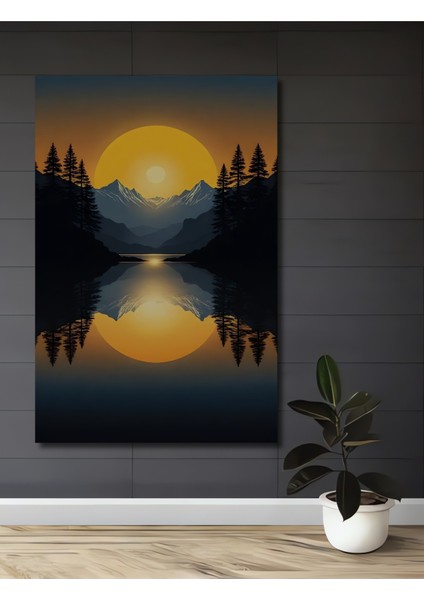 Gün Batımı Dağ Manzarası Dekoratif Ahşap Mdf Ev/işyeri Duvar Tablo Dikdörtgen Ev/işyeri Duvar Tablo