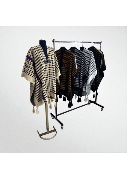 Akmoda Kalın Kışlık Triko Uzun Panço