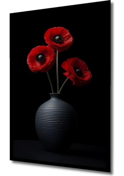 Çerçeve Görünümlü Üç Kırmızı Gelincik Ahşap Mdf Dekoratif Ev Duvar Tablo Dikdörtgen Ev Duvar Tablo fiyatları