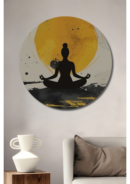 Yoga Meditasyon Güneşi Dekoratif Ahşap Mdf Ev/işyeri Duvar Tablo Yuvarlak Ev/işyeri Duvar Tablo