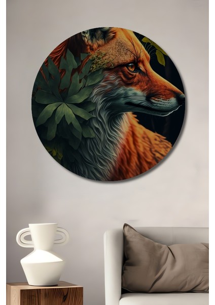 Tilki Ormanı Dekoratif Ahşap Mdf Ev/işyeri Duvar Tablo Yuvarlak Ev/işyeri Duvar Tablo