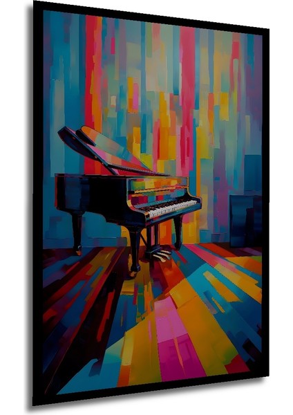 Çerçeve Görünümlü Renkli Piyano Dekoratif Ahşap Mdf Ev Duvar Tablo Dikdörtgen Ev Duvar Tablo modelleri
