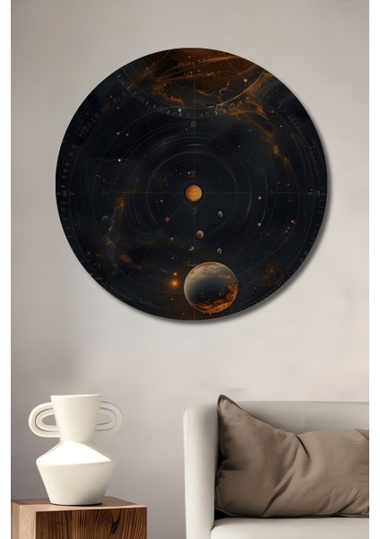 Gızemlı Evrenin Sonsuzluğu Ahşap Mdf Dekoratif Ev/işyeri Duvar Tablo Yuvarlak Ev/işyeri Duvar Tablo