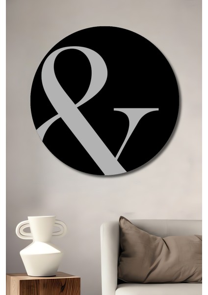 Ampersand Sembolü Dekoratif Ahşap Mdf Ev/işyeri Duvar Tablo Yuvarlak Ev/işyeri Duvar Tablo
