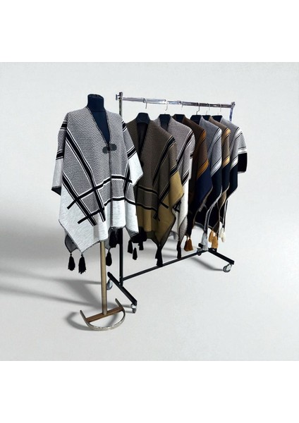 Akmoda Kalın Kışlık Triko Uzun Panço