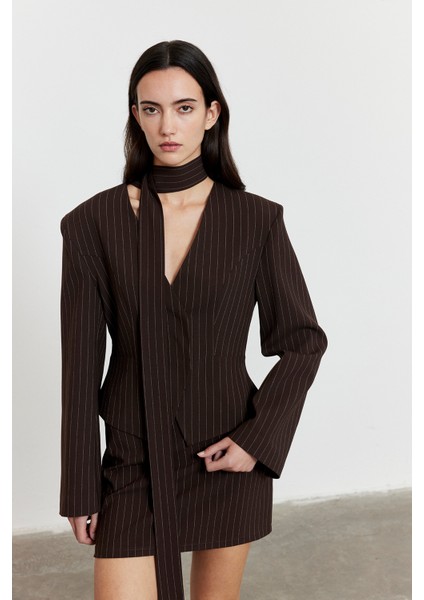 Çizgili Mini Etek Acı Kahve fırsatları