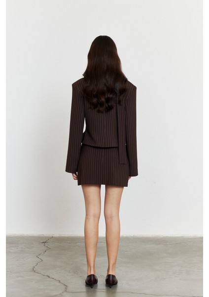 Çizgili Mini Etek Acı Kahve indirimleri