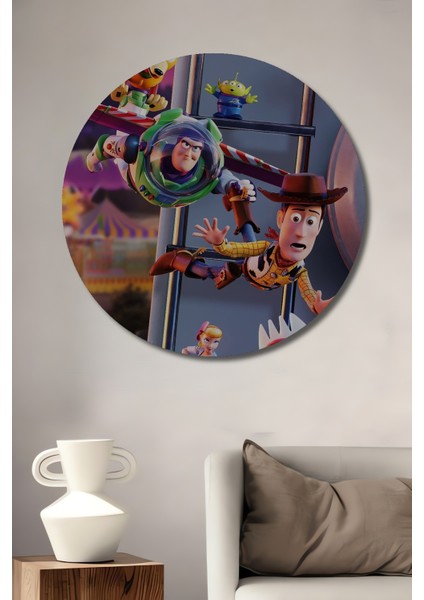 Toy Story Karakterleri Dekoratif Ahşap Mdf Ev/işyeri Duvar Tablo Yuvarlak Ev/işyeri Duvar Tablo