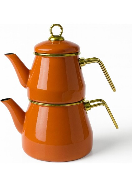 Emaye 3 Parça Paslanmaz Çelik Emaye Çaydanlık - Krem modelleri