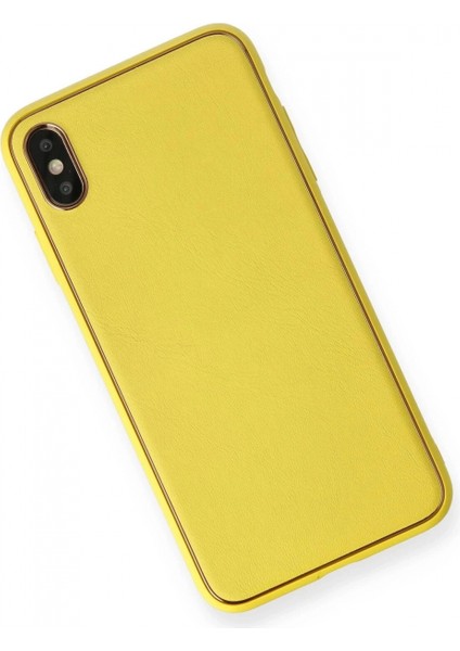 iPhone Xs Max Kılıf Coco Deri Silikon Kapak - Sarı fiyatları