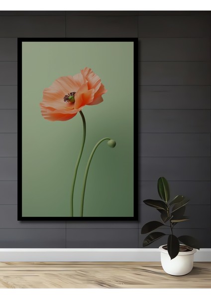 Çerçeve Görünümlü Büyüleyici Gelincik Çiçeği Ahşap Mdf Dekoratif Tablo Dikdörtgen Tablo