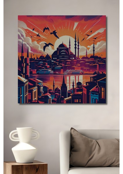 Istanbul Gün Batımı Ahşap Mdf Dekoratif Ev/işyeri Duvar Tablo Dikdörtgen Ev/işyeri Duvar Tablo