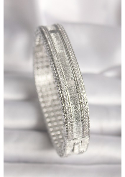 Pirinç Gümüş Renk Zirkon Taşlı Kadın Kelepçe