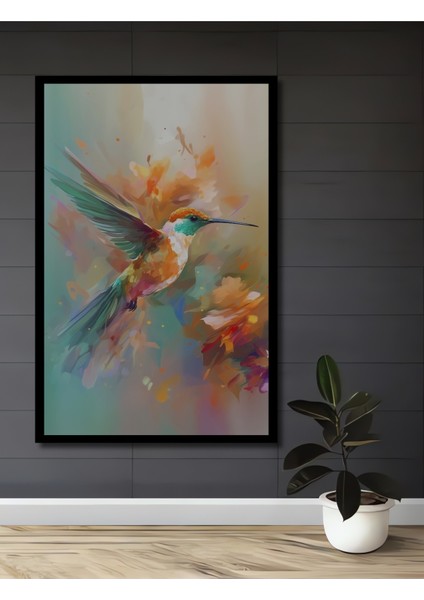 Çerçeve Görünümlü Renkli Kuş Ahşap Mdf Dekoratif Işyeri Duvar Tablo Dikdörtgen Işyeri Duvar Tablo