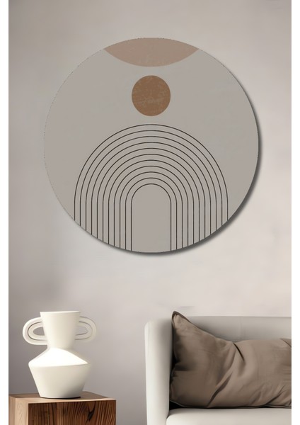 Bohem Tarzda Soyut Ahşap Mdf Dekoratif Ev/işyeri Duvar Tablo Yuvarlak Ev/işyeri Duvar Tablo