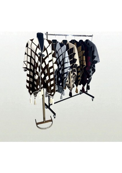 Akmoda Kalın Kışlık Triko Uzun Panço