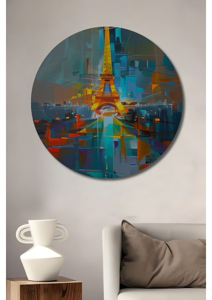 Soyut Eyfel Kulesi Paris Ahşap Mdf Dekoratif Ev/işyeri Duvar Tablo Yuvarlak Ev/işyeri Duvar Tablo