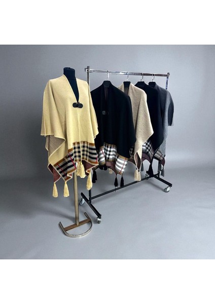 Akmoda Kalın Kışlık Triko Uzun Panço